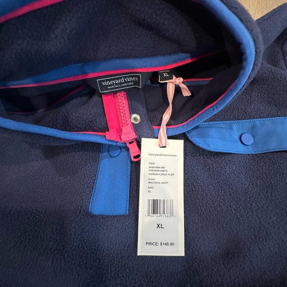 Vineyard Vines nautical Navy women’s Fleece with Pink Accents xl nwt - Picture 3 of 8